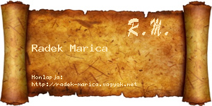 Radek Marica névjegykártya